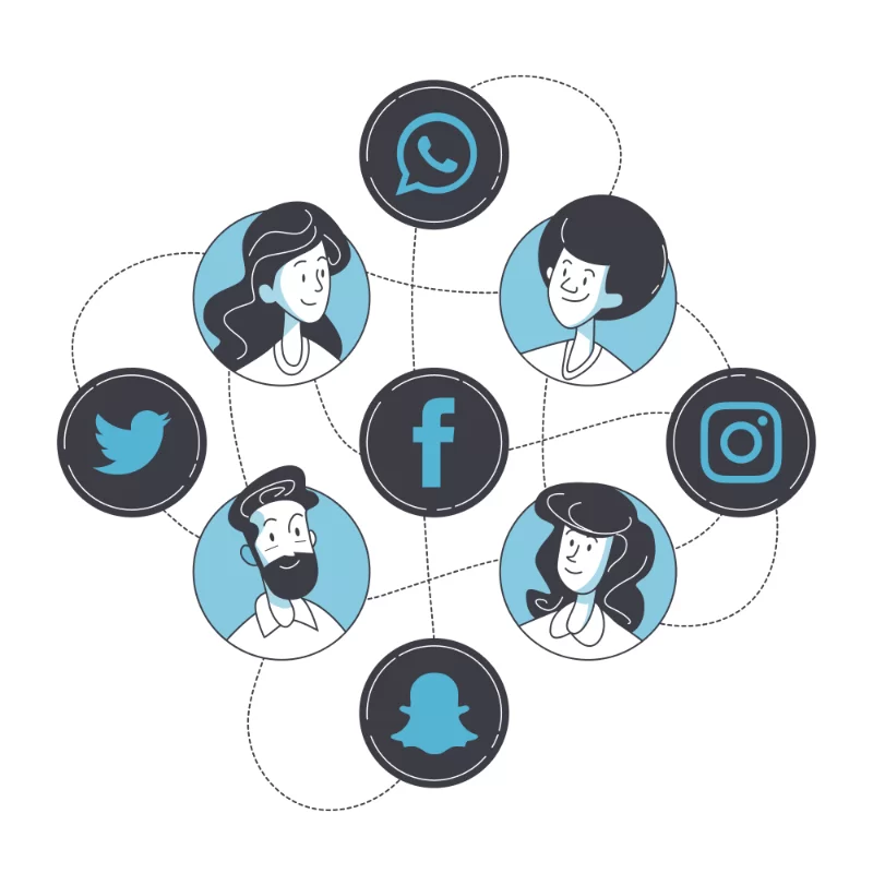 people connecting via social media.