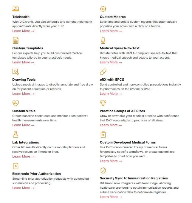 DrChrono features