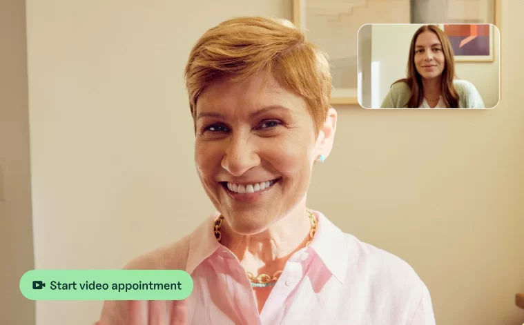 SimplePractice telehealth interface showing HIPAA-compliant video consultations for dermatology and mental health services in Canadian wellness clinics