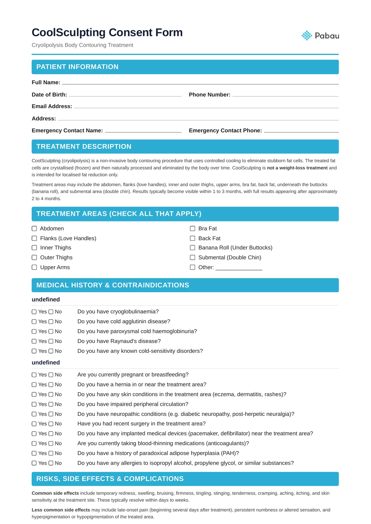 coolsculpting consent form template preview