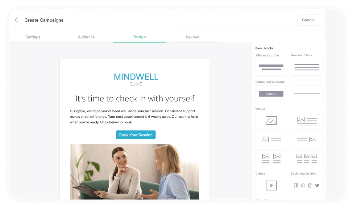 Pabau Marketing screen