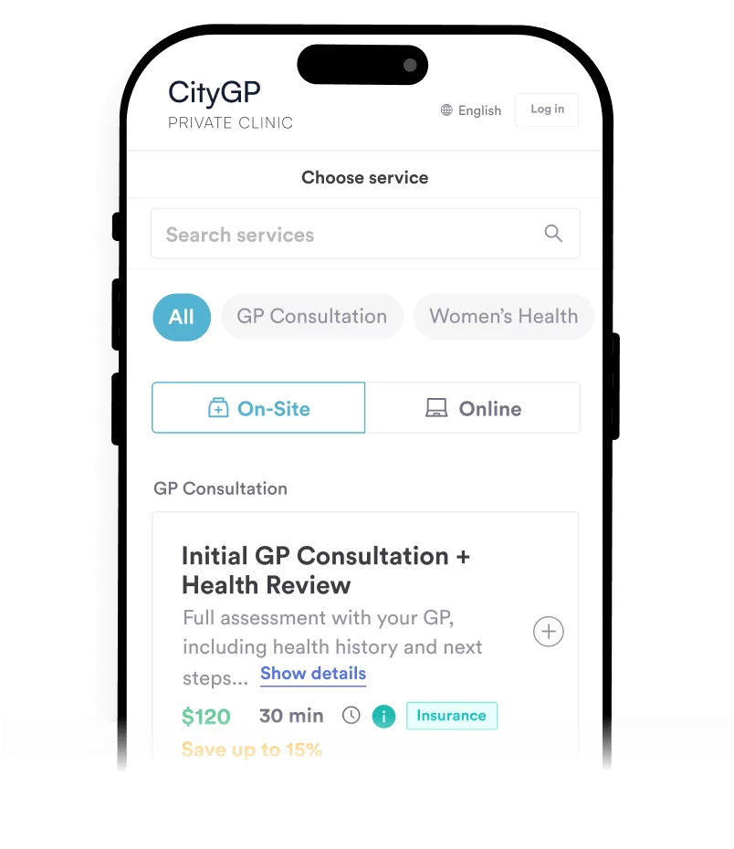 Pabau online booking on a mobile phone showing a list of available appointment times