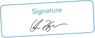 Signature field with a handwritten practitioner signature