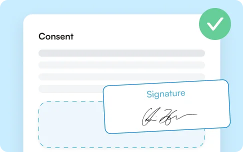 Consent form signed on screen with a handwritten signature