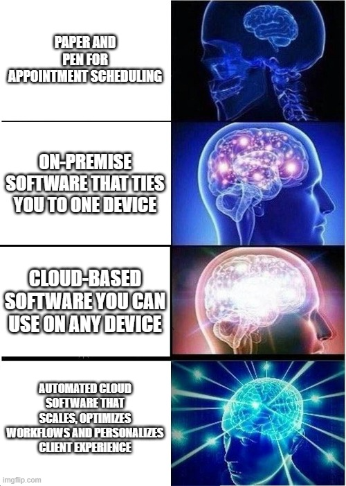 Expanding Brain meme - cloud software