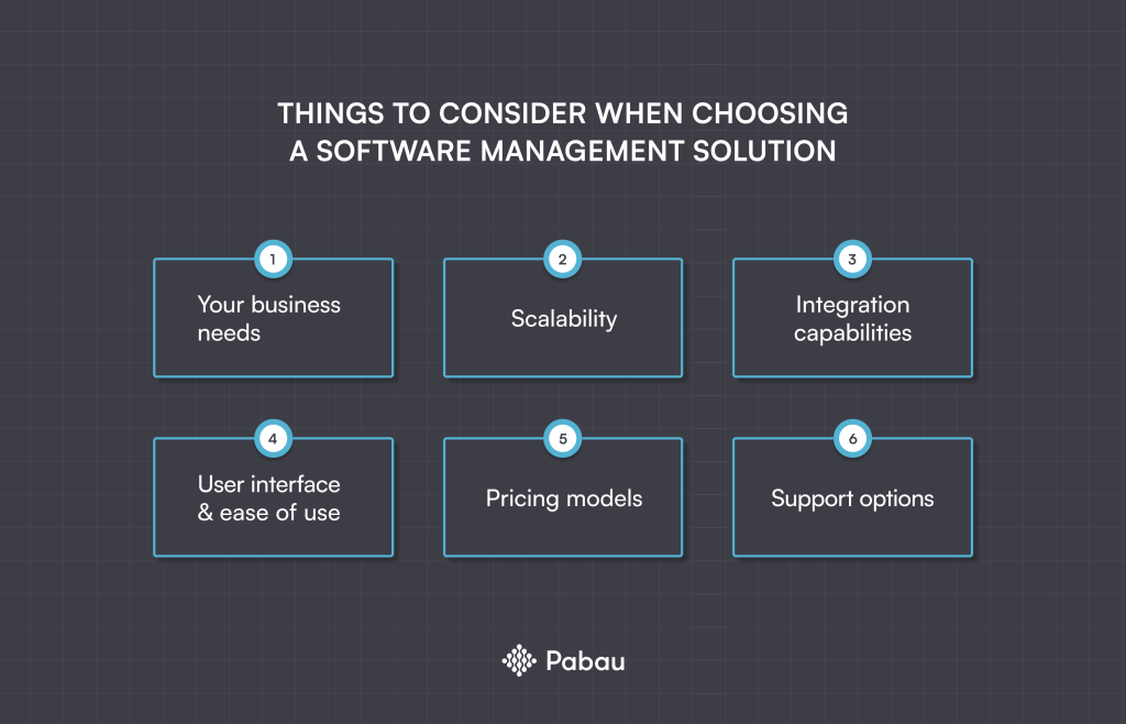 things to consider when choosing a software management solution