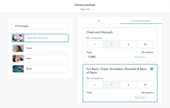 Image showing the different kinds of packages you can create in Pabau