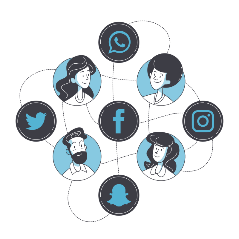 people connecting via social media.