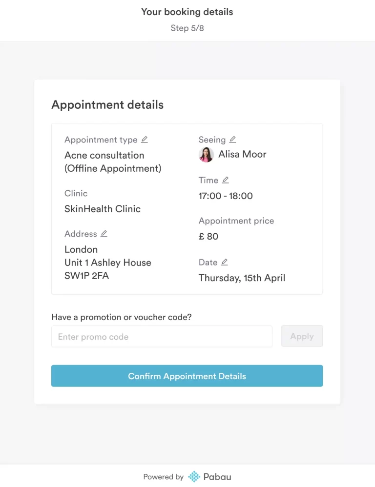 Book appoinemtent-Pabau