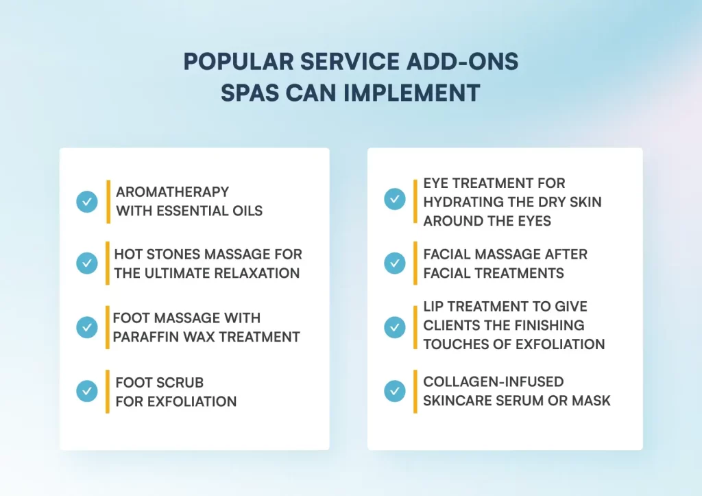 Popular spa add-ons spa can implement