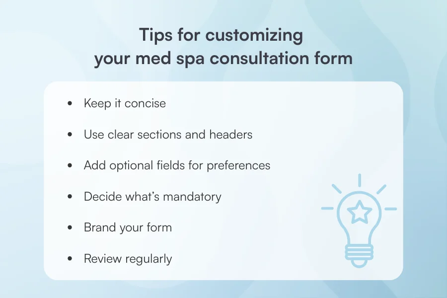 Tips for customizing med spa forms
