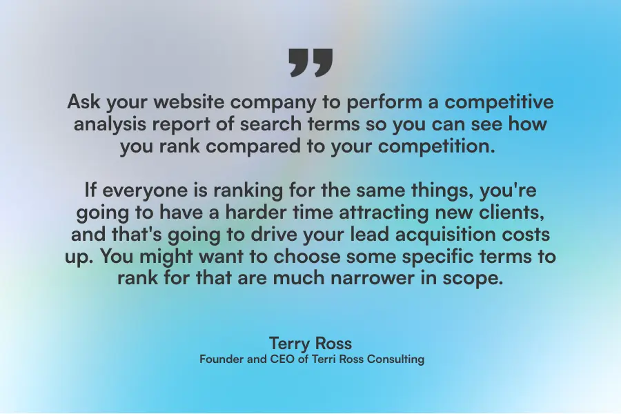 Quote from Terry Ross on search term strategy