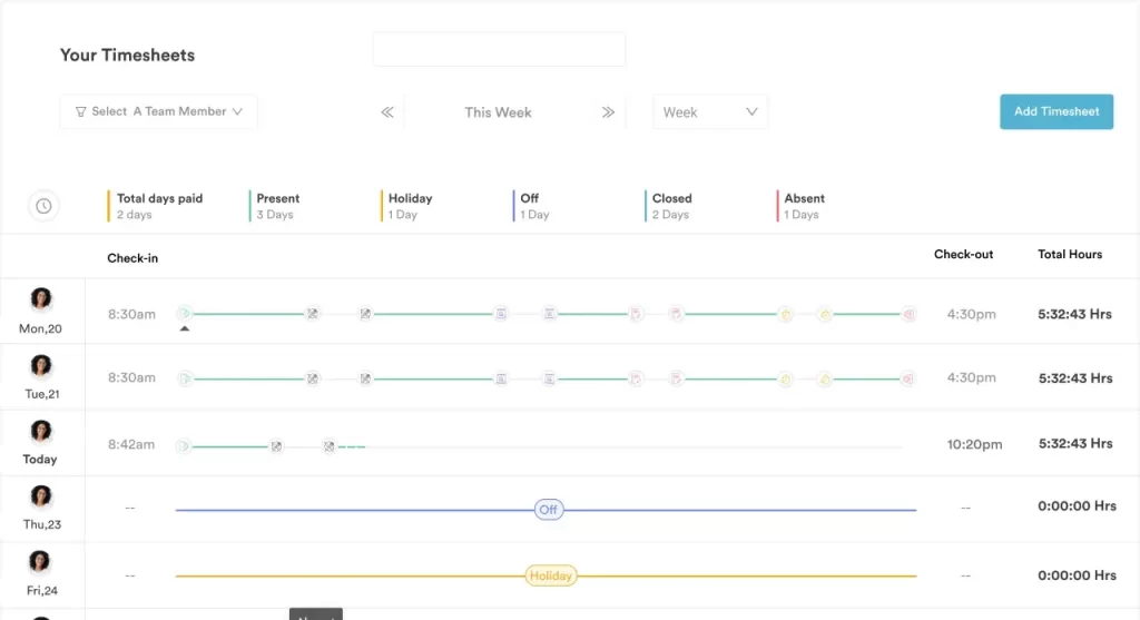 Staff management timesheets Pabau