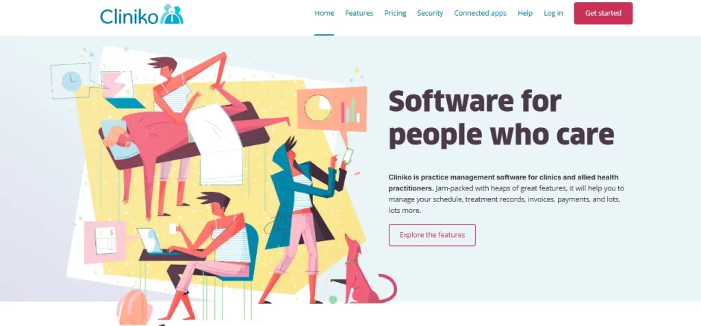 Cliniko practice management interface for allied health patient scheduling