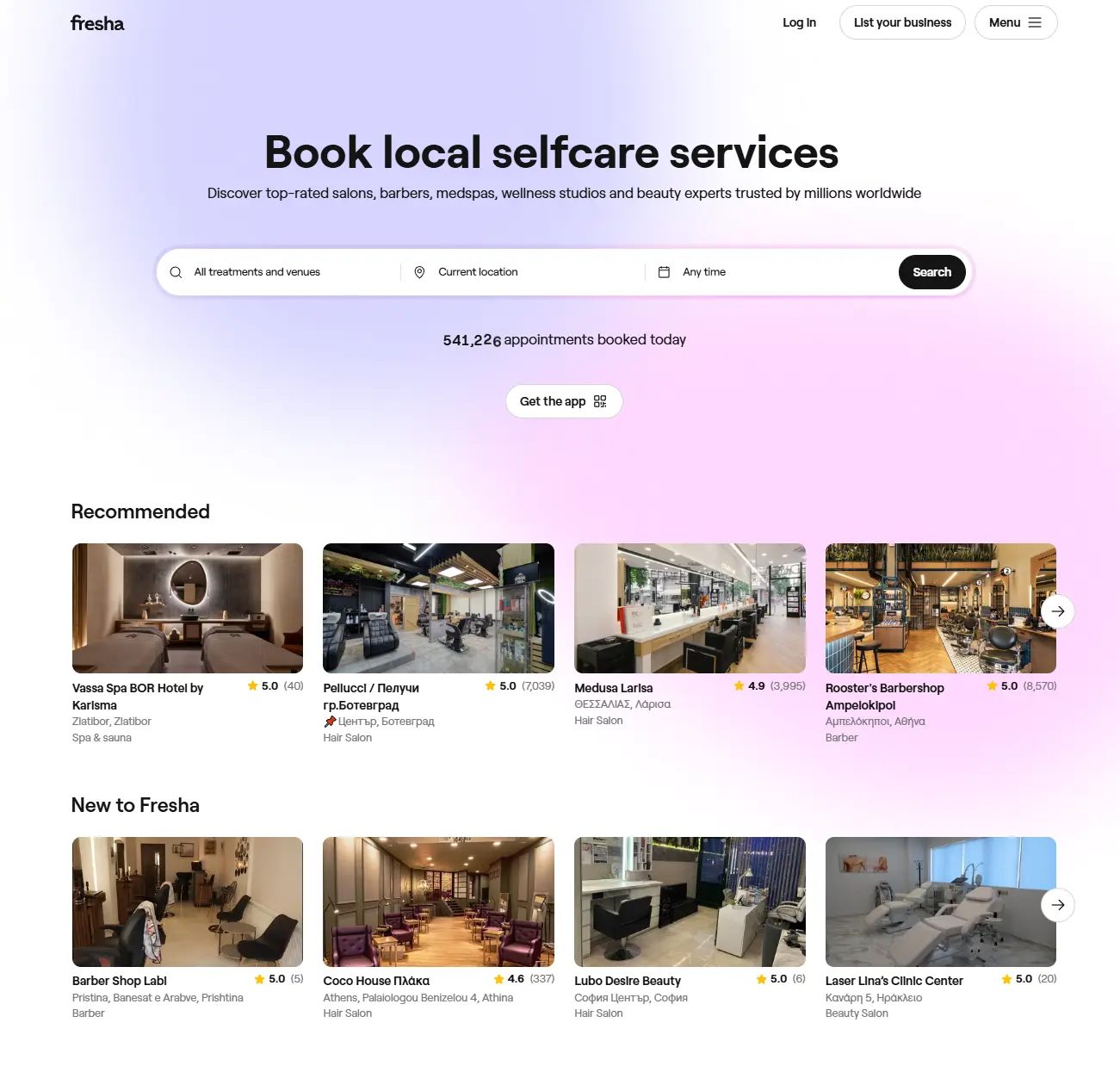 Fresha homepage