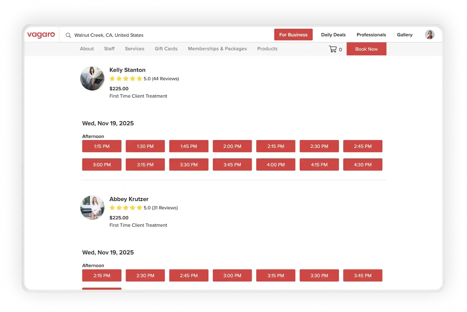 Vagaro online booking feature