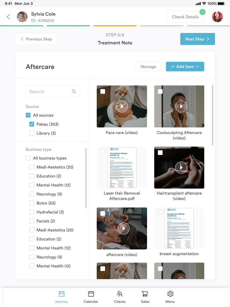 Automated pre- and post-care workflows
