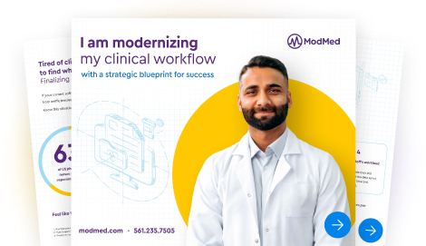 ModMed dermatology EHR interface showing specialty-specific clinical workflows with integrated ICD-10 and CPT coding for Canadian practices