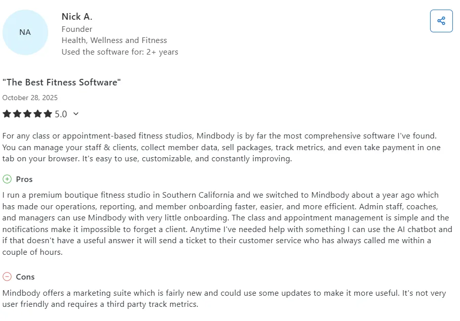 Mindbody positive review