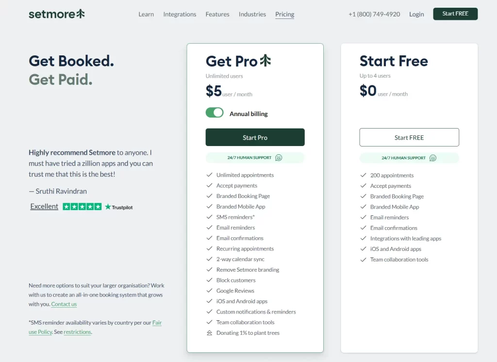 Setmore-pricing plans
