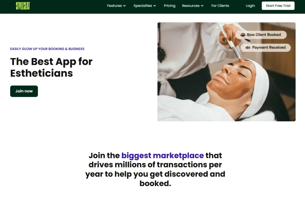 Software fot estheticians Styleseat