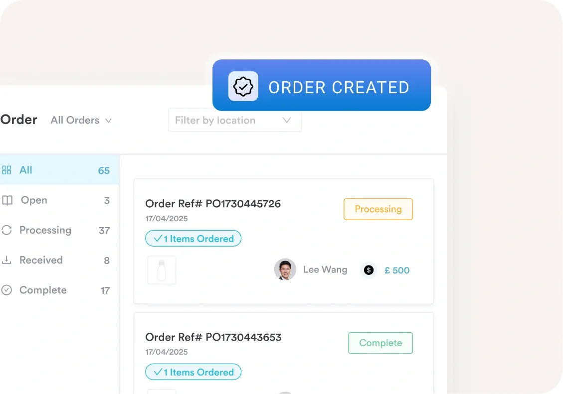 Tracking orders in Pabau
