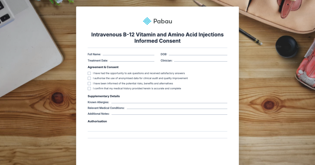 Intravenous B 12 Vitamin And Amino Acid Injections Informed Consent