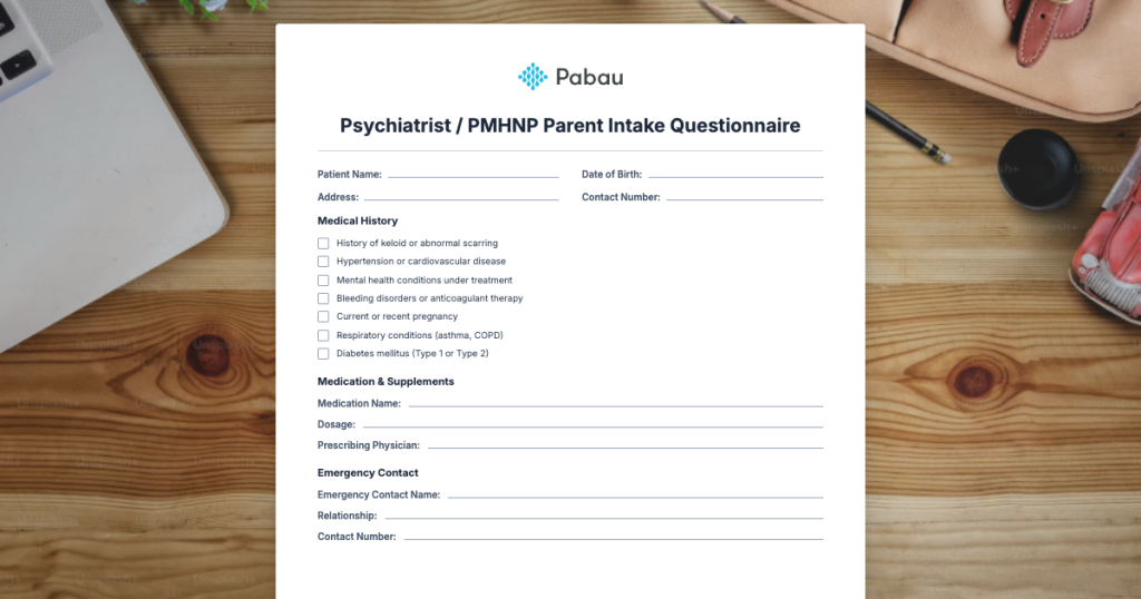 Psychiatrist Pmhnp Parent Intake Questionnaire
