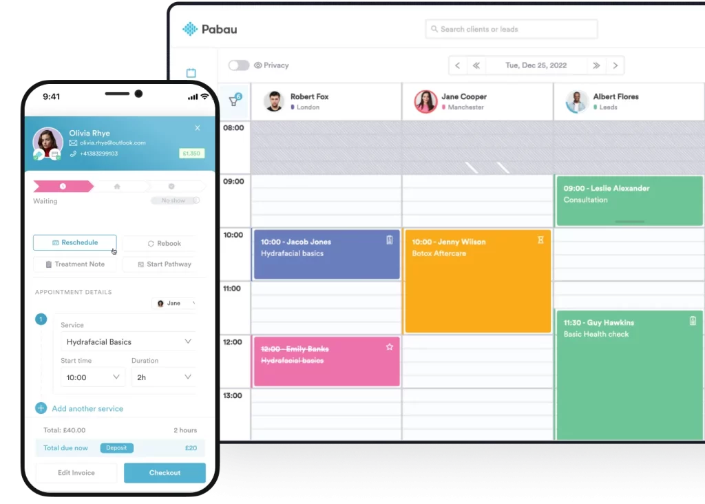Appointment scheduling and booking Pabau