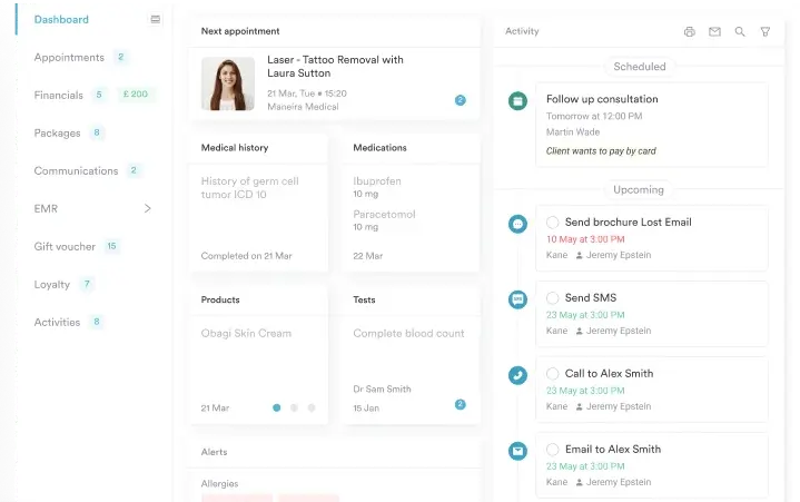 Detailed client records in Pabau