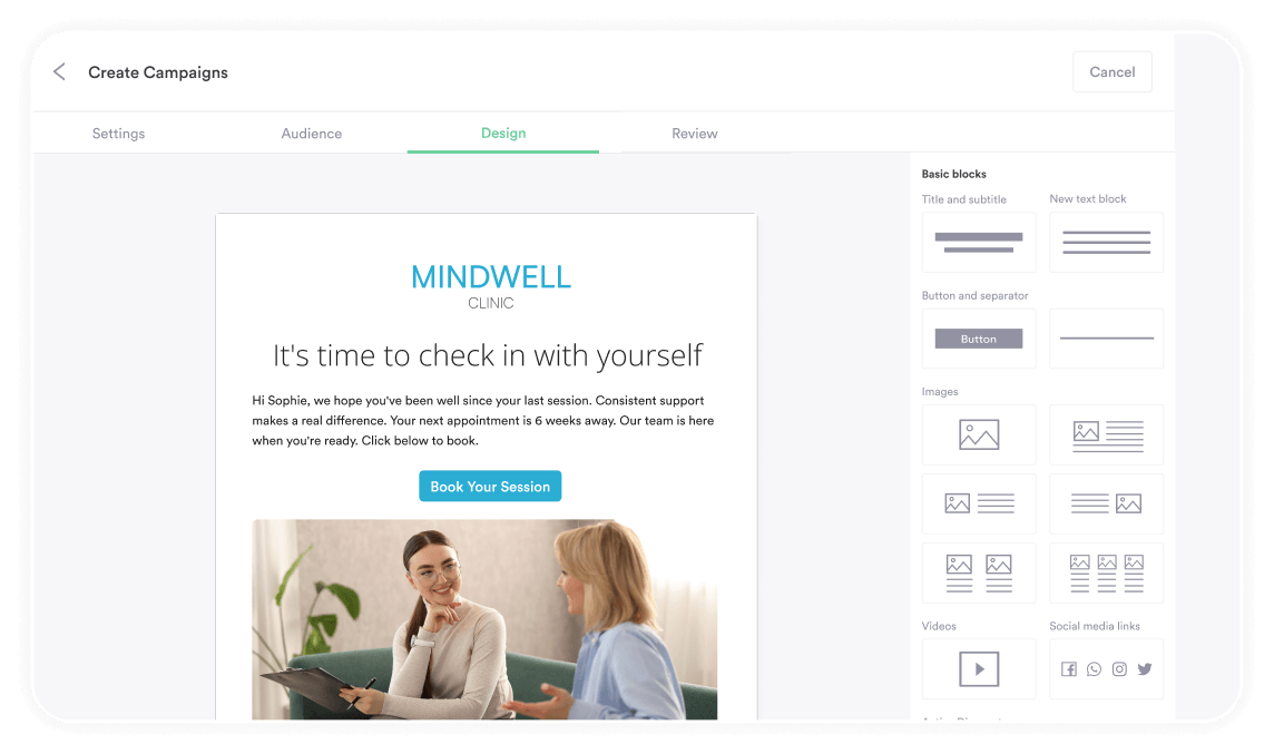 Pabau Marketing screen