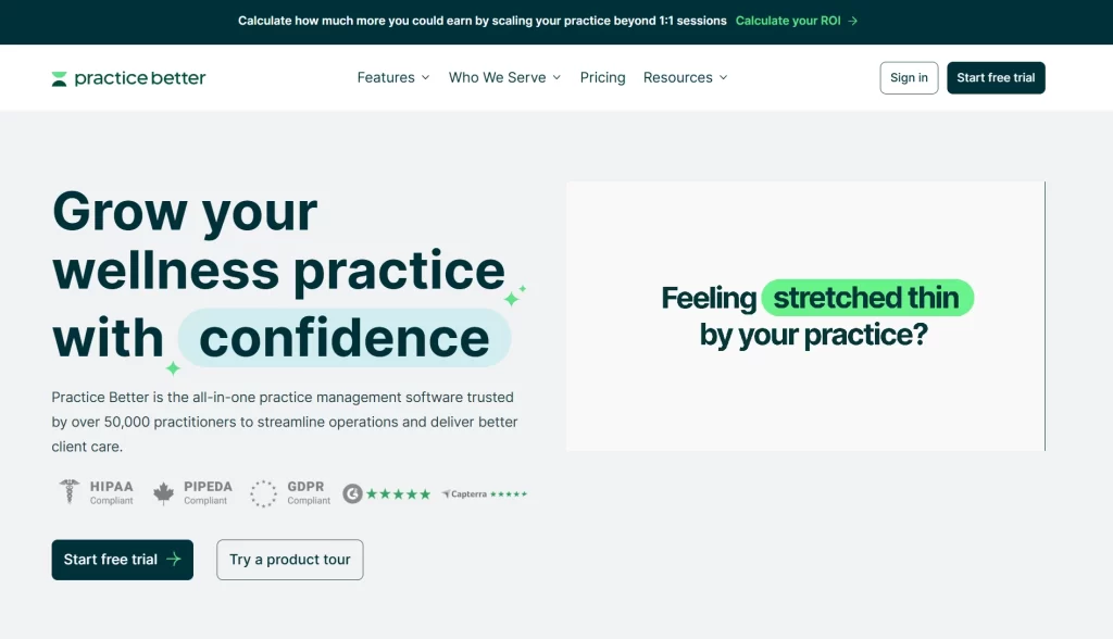 PracticeBetter Homepage