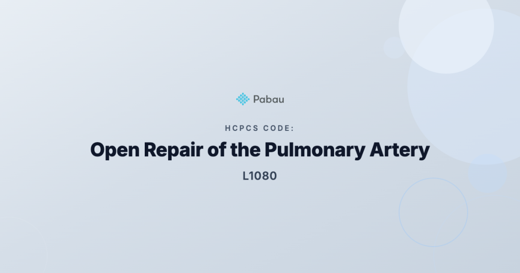 Ccsd Code L1080 Open Operationsrepair Of Pulmonary Artery
