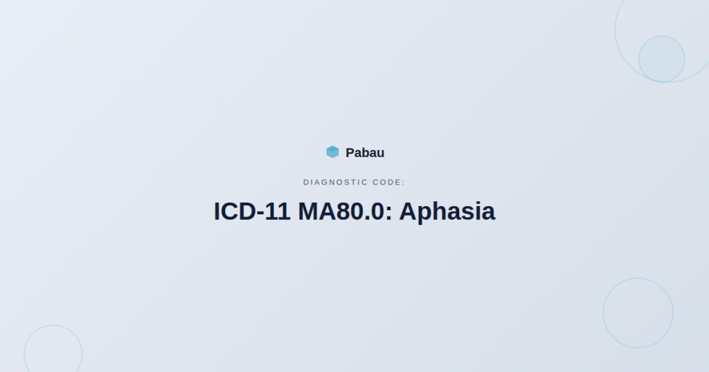 ICD-11 MA80.0 Aphasia Diagnostic Code