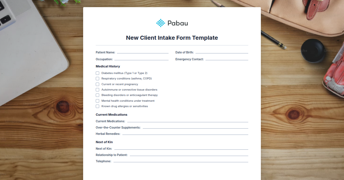 New Client Intake Form Template - Free PDF Download | Pabau