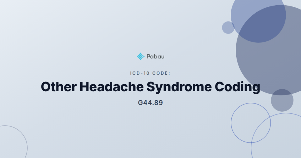 Icd 10 Code G4489
