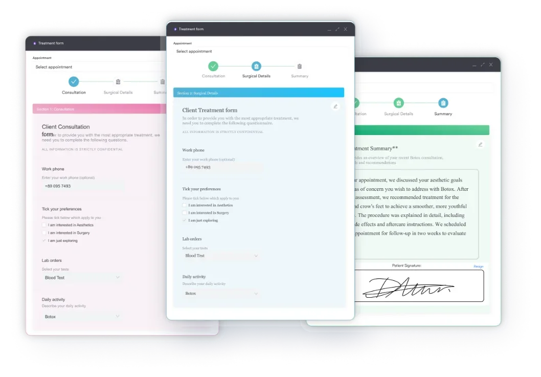 Customizable consent and intake forms