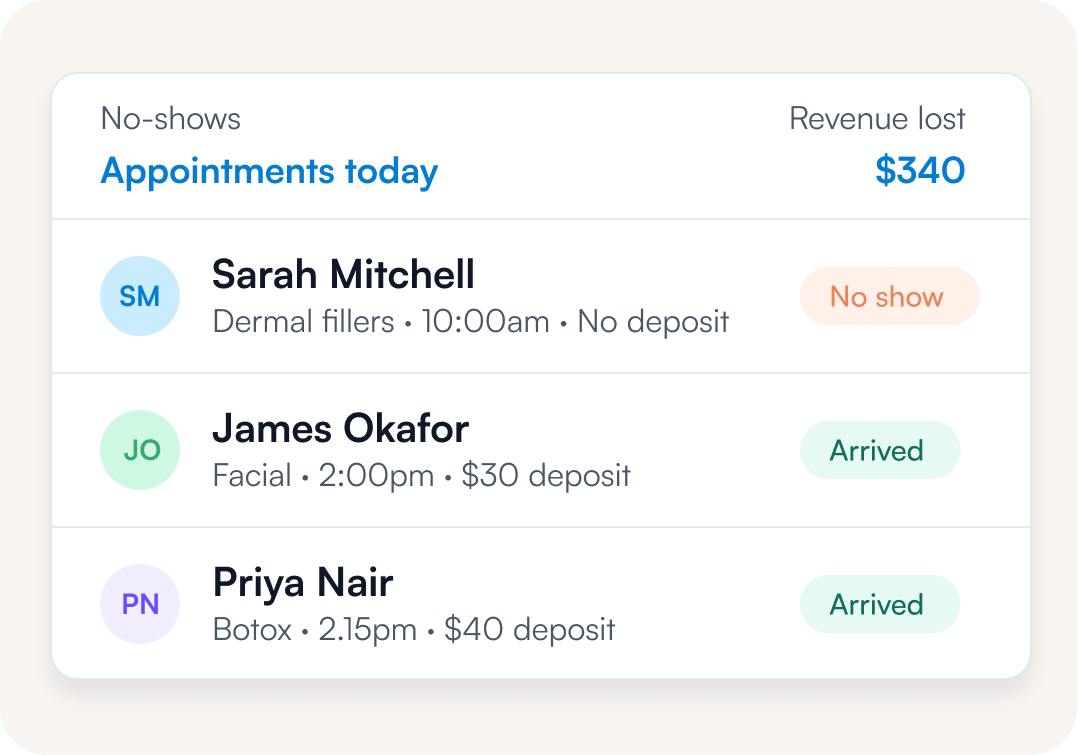 Customizable deposit and no-show protection settings in Pabau
