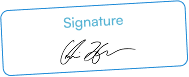 Signature field with a handwritten practitioner signature
