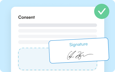 Consent form signed on screen with a handwritten signature