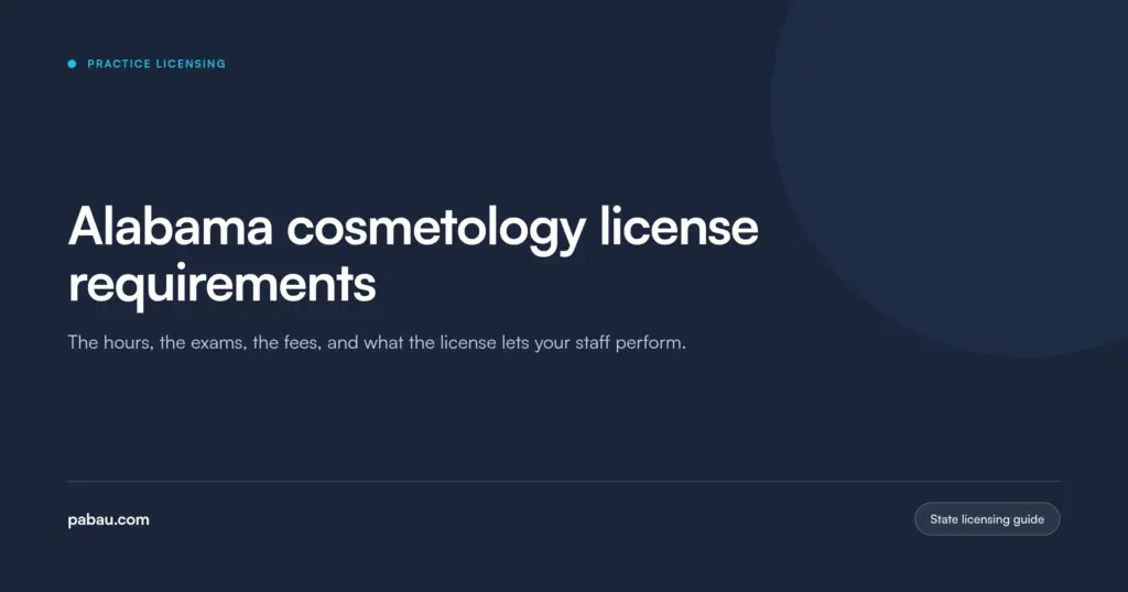 Pabau blog card for the Alabama cosmetology license requirements guide