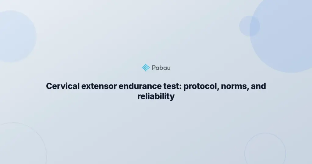Cervical Extensor Endurance Test