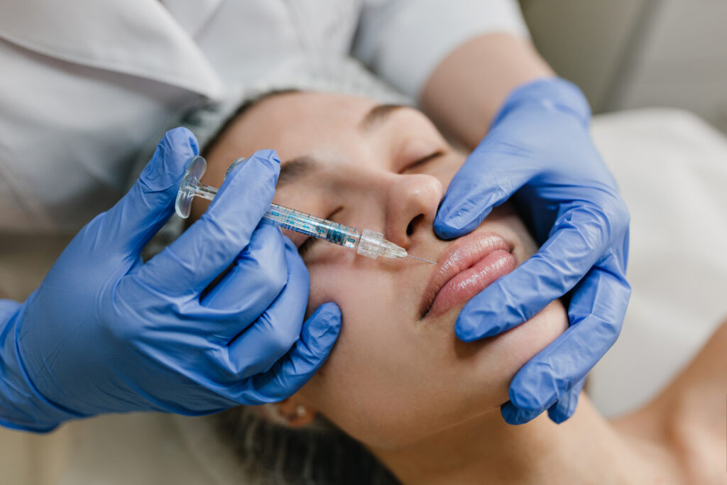 woman getting lip fillers