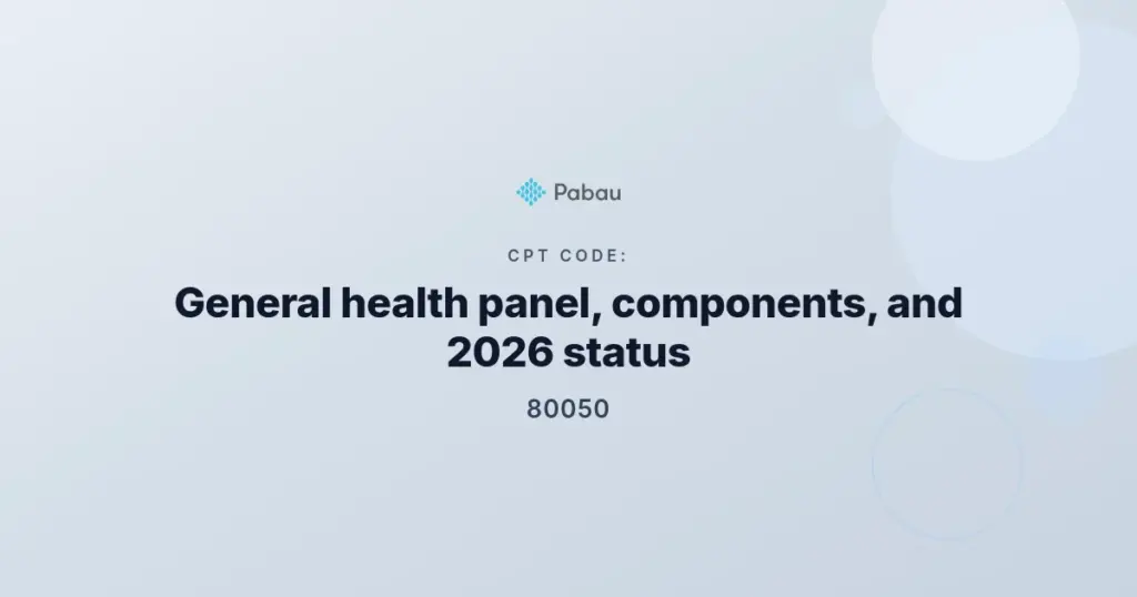 CPT code 80050 general health panel billing guide