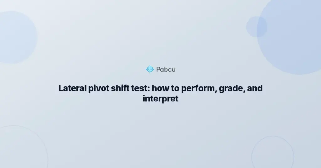 Lateral Pivot Shift Test