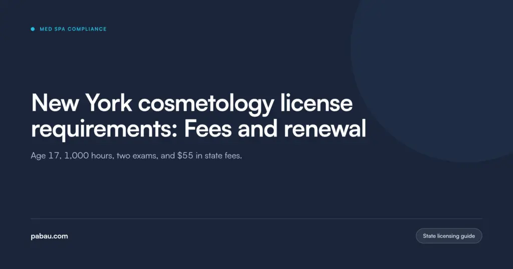 Pabau blog card: New York cosmetology license requirements, fees and renewal