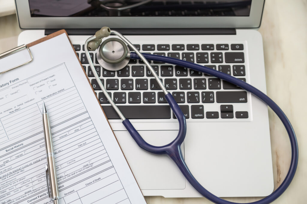 laptop with stethoscope