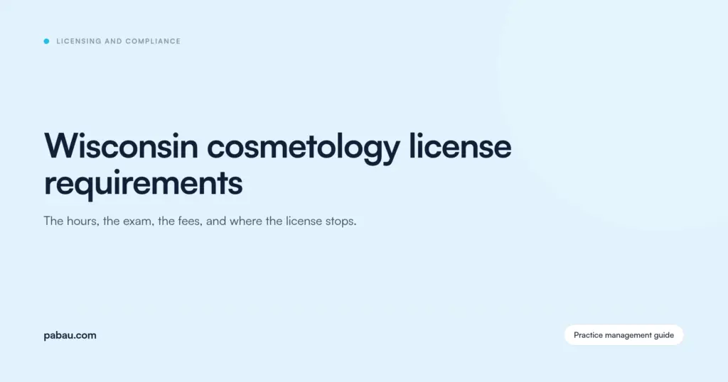 Pabau blog card for the Wisconsin cosmetology license requirements guide