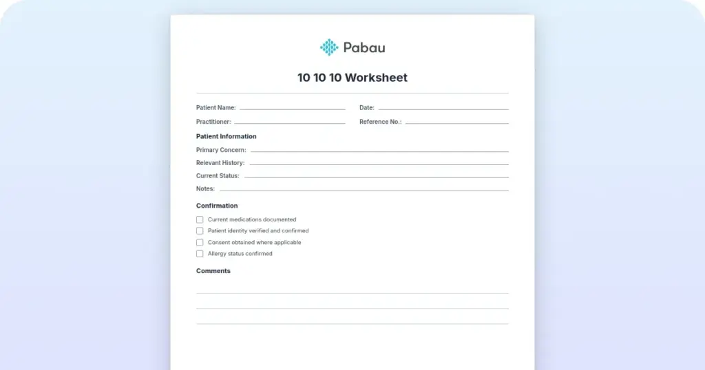 10 10 10 Worksheet: how to use it (with free template) preview from Pabau