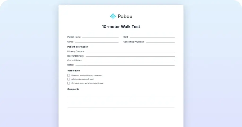 10-meter walk test downloadable template